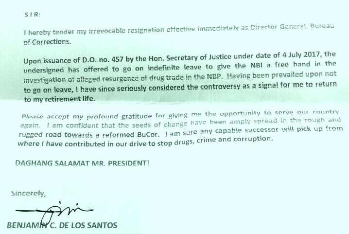 DLS resignation letter Bucor