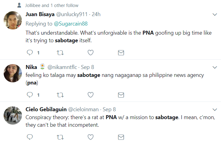 PNA sabotage Twitter posts