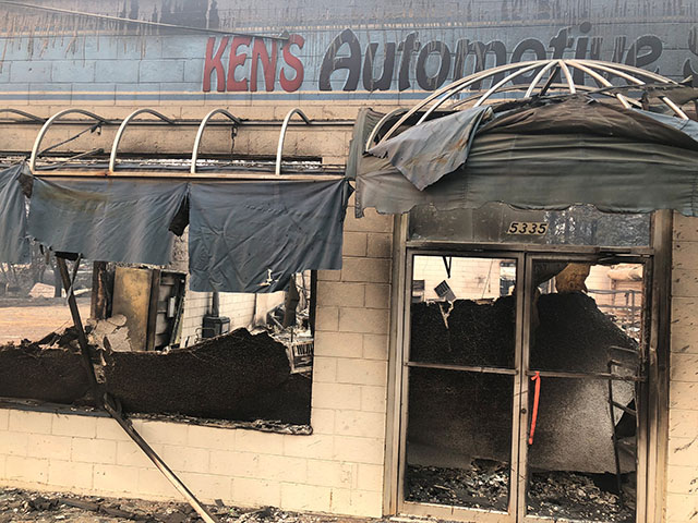Ken's Automotive Service repair shop lies in ruins after wildfires devastated the area in Paradise