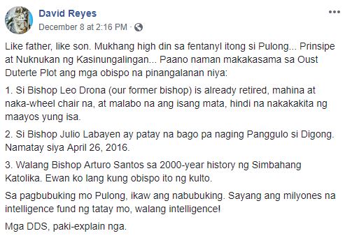 Father David Reyes' Facebook post
