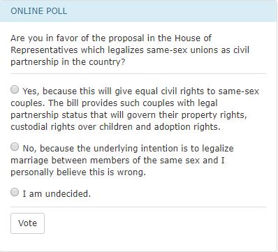 Congress same-sex union poll
