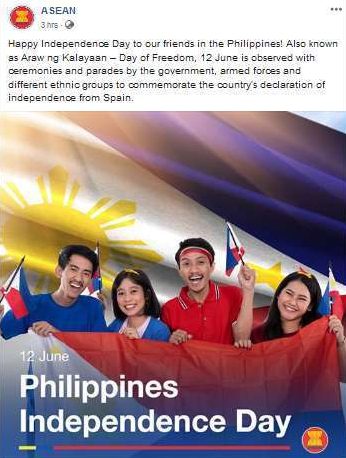 Philippine flag on ASEAN Facebook