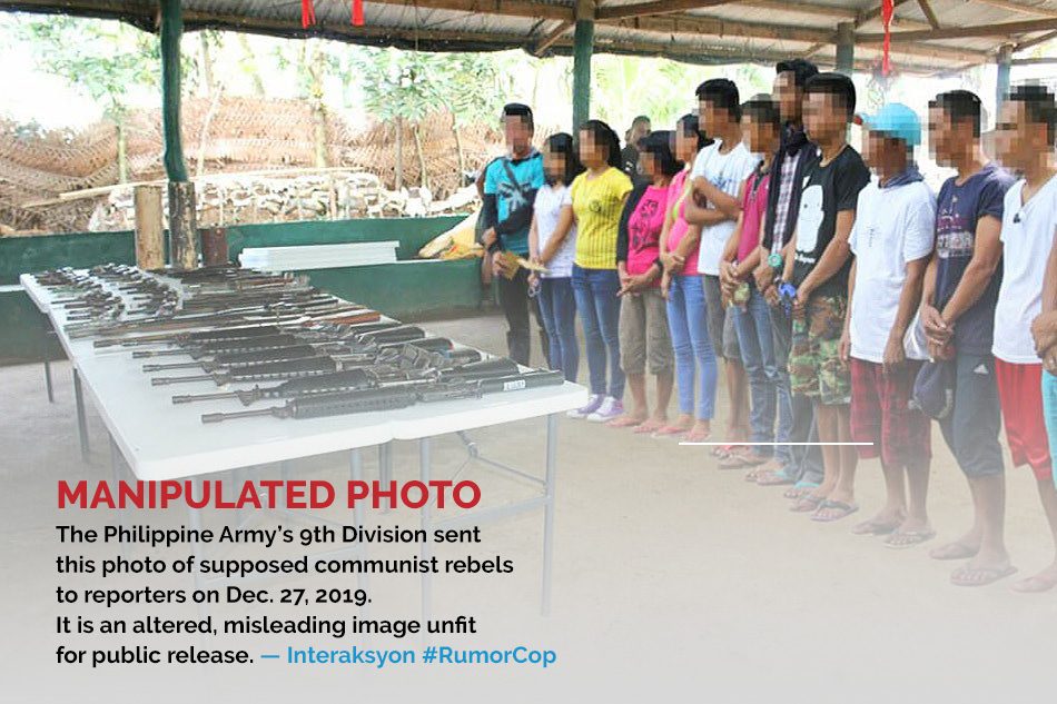 Photoshopped image released by the Philippine Army's 9th Division on Dec. 27, 2019.
