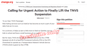Change.Org online petition vs LTFRB
