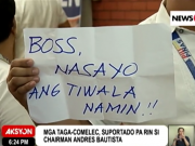 WATCH | Comelec staff voice support for embattled Chairman Andres Bautista Comelec staff support Bautista
