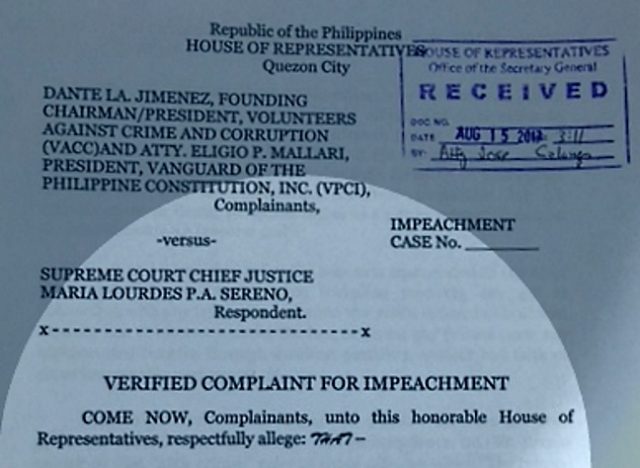 Second Sereno impeachment complaint.