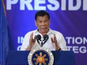 Rodrigo Duterte speaking emphatically
