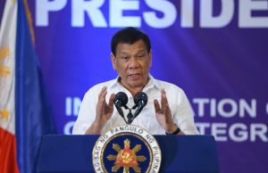 Rodrigo Duterte speaking emphatically