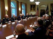 Surrounded by military leaders, Trump talks of ‘calm before the storm’