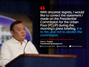AY, MALI! | Harry corrects himself: Duterte will only fire PCUP execs, not abolish agency for the urban poor