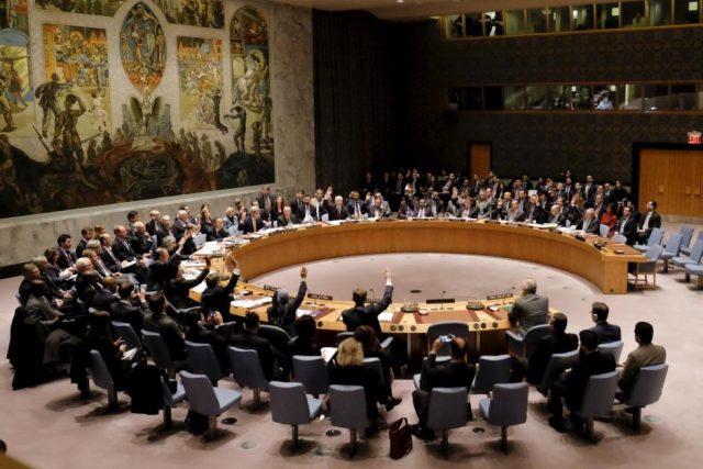 Members of the security council voted at the United Nations Headquarters in Manhattan, New York
