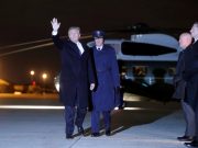 U.S. President Donald Trump waves as he boards Air Force One for travel to Switzerland to attend the World Economic Forum (WEF) annual meeting in Davos from Joint Base Andrews, Maryland, U.S.