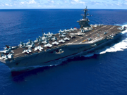 The Carl Vinson sailing at sea. US Navy photograph