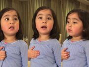 3-year-old Scarlet Snow Belo attempts to sing Lupang Hinirang