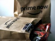 Illustration photo of an Amazon Prime Now delivery bags