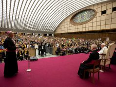 Pope Francis attends the international meeting of choirs in the Vatican