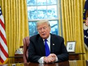 U.S. President Donald Trump sits for interview with Reuters at the White House in Washington