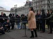 White House Press Secretary Sarah Huckabee Sanders speaks with the news media at the White House in Washington, U.S.