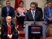 Trump appears with Cohen during campaign stop at the New Spirit Revival Center church in Cleveland Heights, Ohio