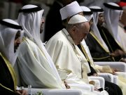 Pope Francis is seen during a visit to the Founder's Memorial in Abu Dhabi
