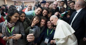 Pope Francis with young people