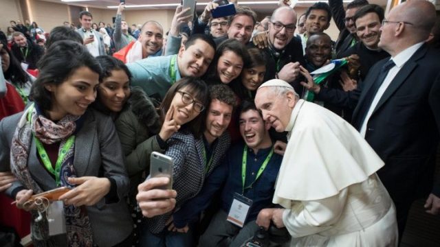 Pope Francis with young people