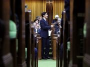 Canada's PM Trudeau speaks in the House of Commons on Parliament Hill in Ottawa
