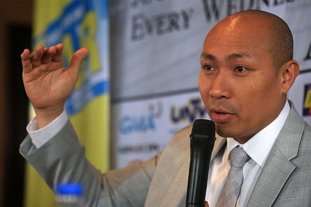 Gary Alejano gestures while speaking
