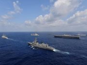 U.S., Japan, India and Philippines challenge Beijing with naval drills in the South China Sea Vessels from the U.S. Navy, Indian Navy, Japan Maritime Self-Defense Force and the Philippine Navy sail in formation at sea