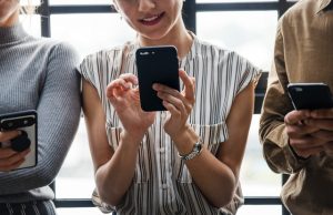 People using smartphones