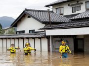 Japan sends in troops after deadly typhoon floods towns, threatens more damage Aftermath of Typhoon Hagibis in Nagano Prefecture