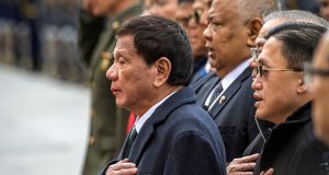 President Rodrigo Duterte attends a wreath laying ceremony at the Tomb of the Unknown Soldier in Moscow