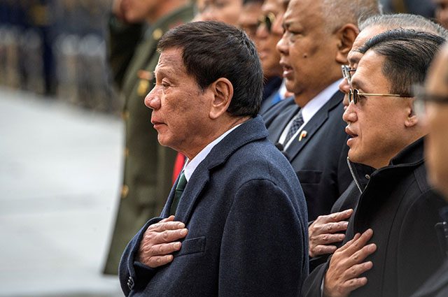 President Rodrigo Duterte attends a wreath laying ceremony at the Tomb of the Unknown Soldier in Moscow