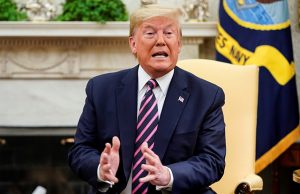 U.S. President Trump speaks with Congressional Republicans at the White House in Washington