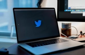 Laptop with Twitter logo