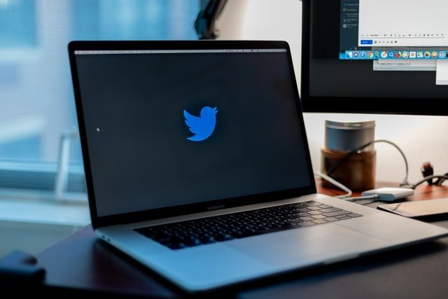Laptop with Twitter logo