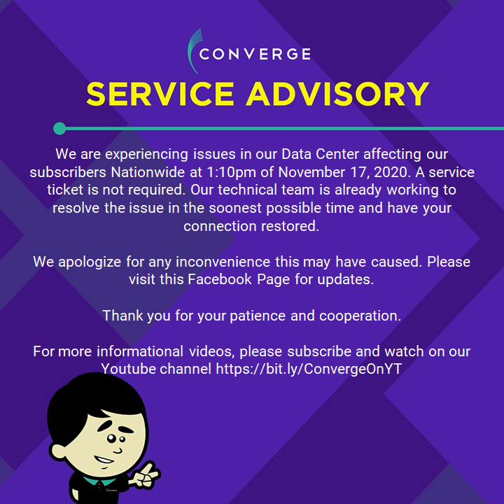 Converge's November 17 advisory 