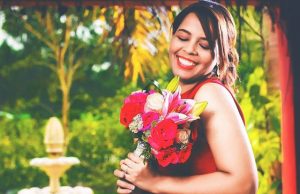 Woman with bouquet