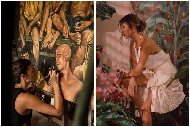 Solenn Heussaff with painting