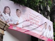 Malabon execs called out for Mama Mary birthday greeting tarp with their faces, names Malabon tarp officials