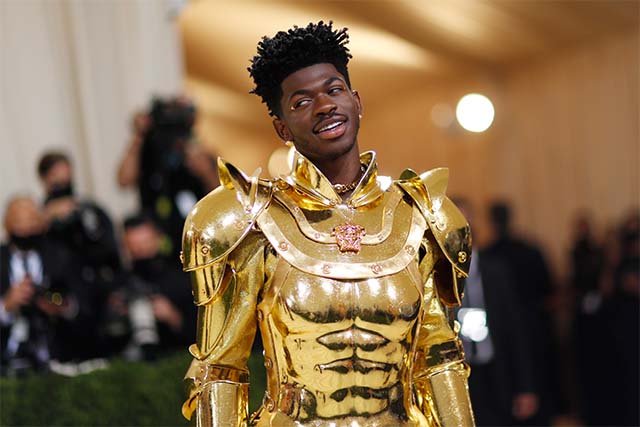 Gold armor for Lil Nas X, all black for Kim and Kanye at Met Gala