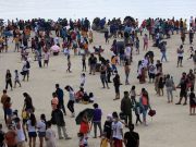 ‘Squid Game’ doll gets edited in to look over dolomite beach crowd Dolomite beach crowd