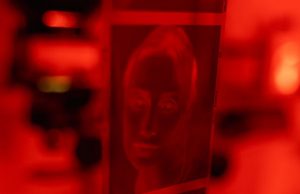 Woman in red frame