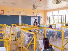 Plastic barrier in Masbate classroom