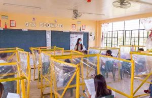 Plastic barrier in Masbate classroom