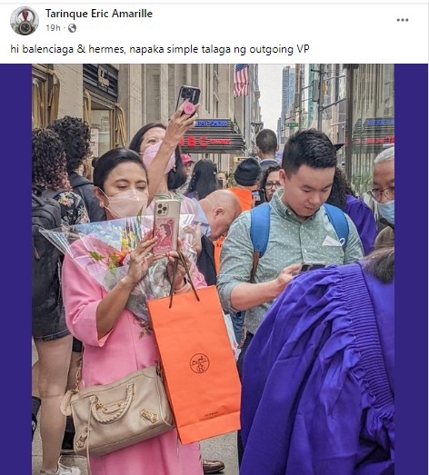FALSE: Photos claiming Robredo is flaunting luxury items in New York