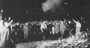 Books being burnt under Nazi Germany