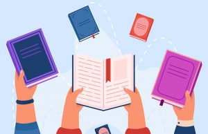Hands holding books