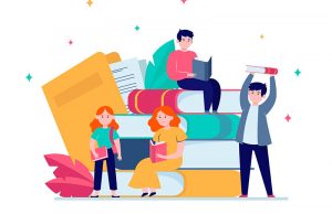 People reading books
