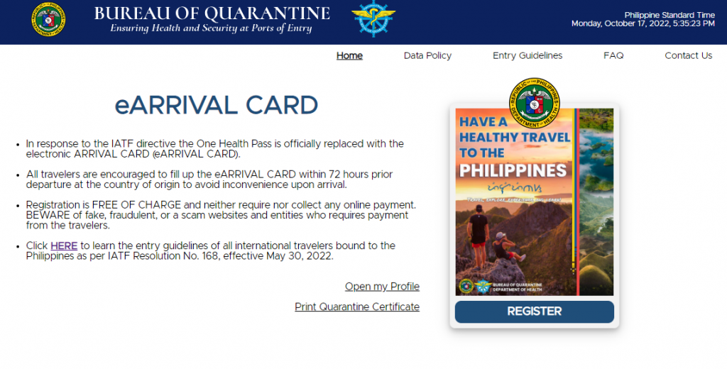 Scam Alert Fake One Health Pass Website Asks Travelers For Fees   DOH One Health Pass Website 1024x520 